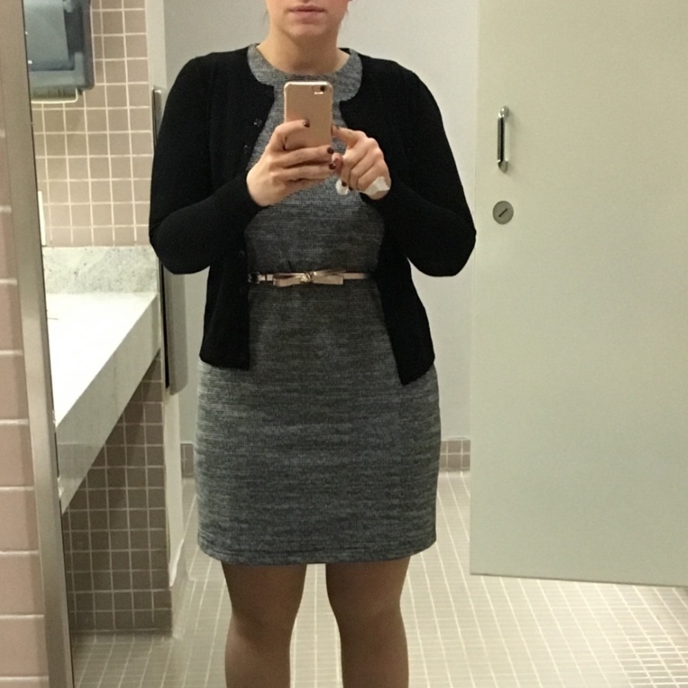 Mercer and Madison Stretchy Tweed Dress Gray Small